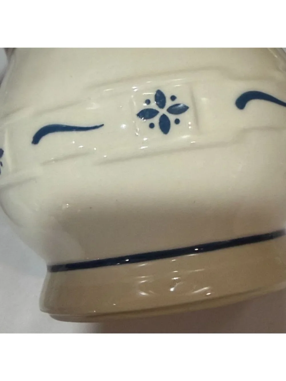 Vintage 1990 Longaberger Pottery Woven Traditions Pitcher Classic Blue 32oz 6